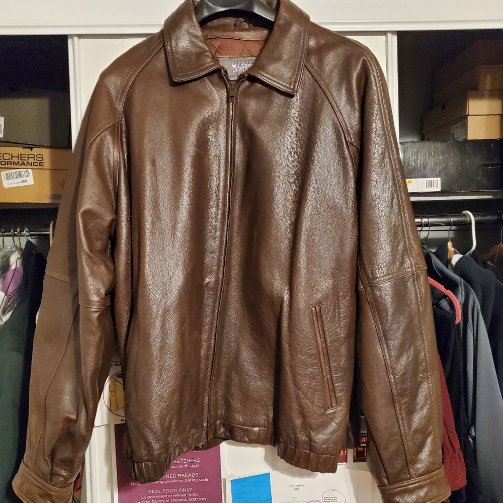 Mens brown leather bomber jacket xlt